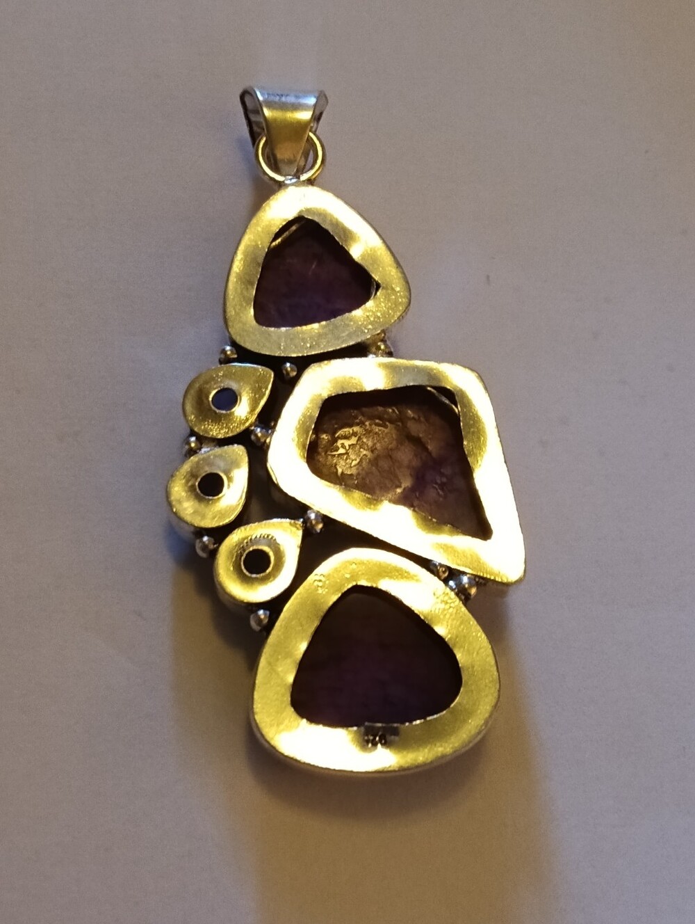 Dendrite Opal Amethyst Sterling Silver Gemstone Pendant - Picture 4 of 5